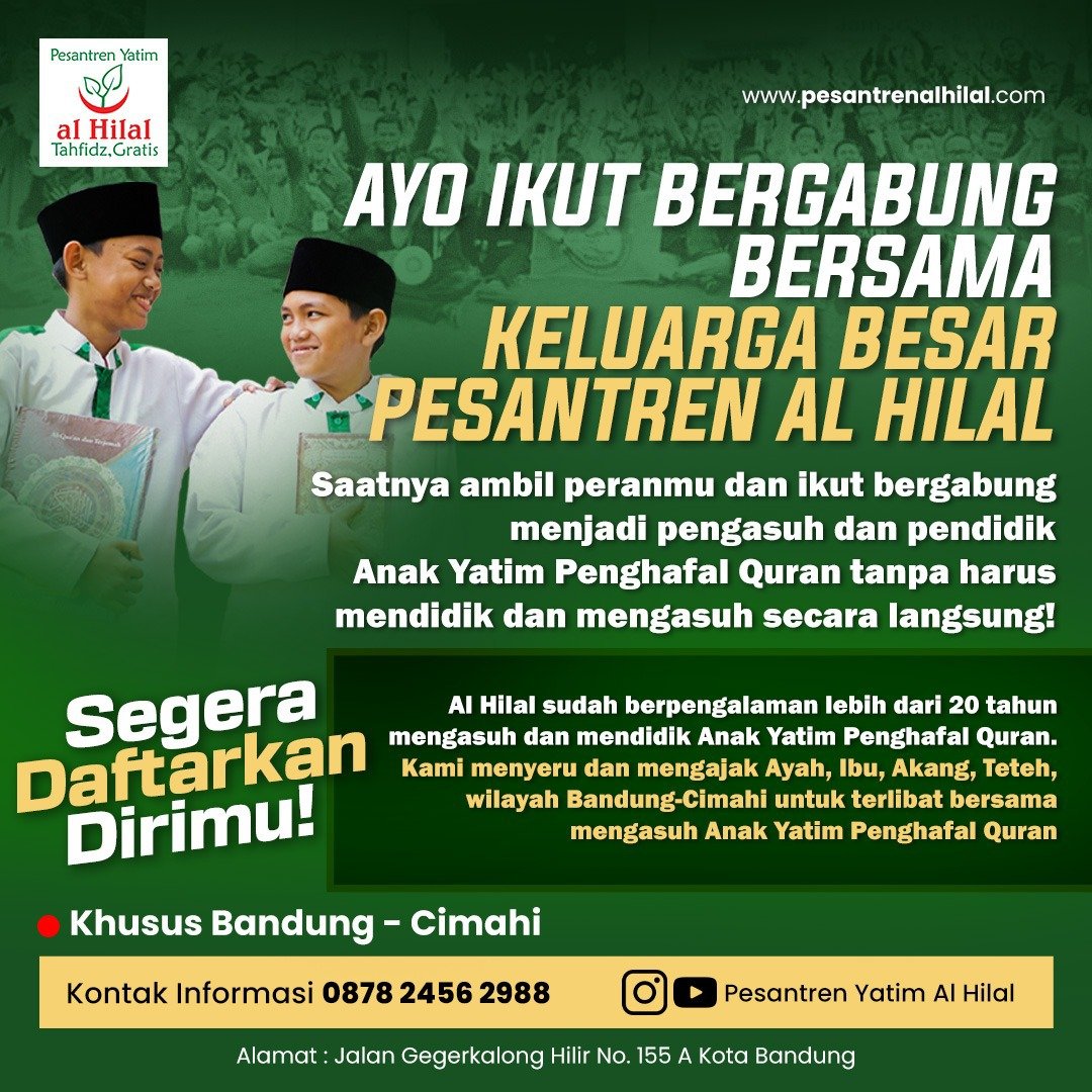 Pesantren Al Hilal Yatim Tahfidz Gratis